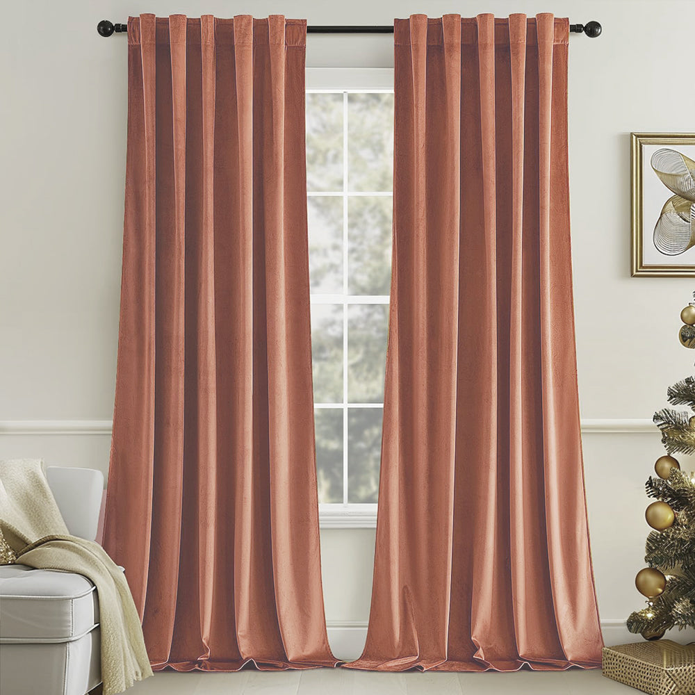 Una Velvet Pleated Curtains - Luxury 100% Blackout Drapery