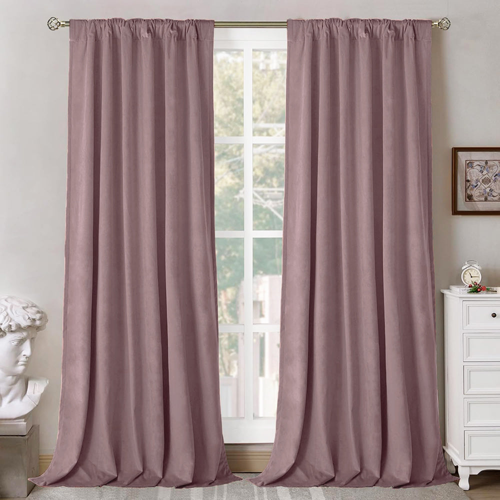 Una Velvet Pleated Curtains - Luxury 100% Blackout Drapery