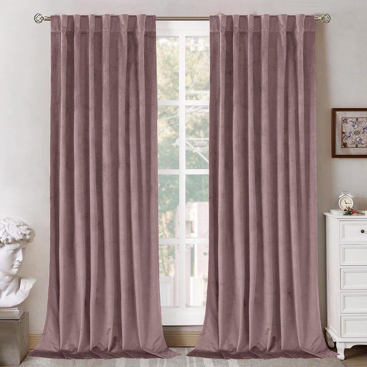 Una Velvet Pleated Curtains - Luxury 100% Blackout Drapery