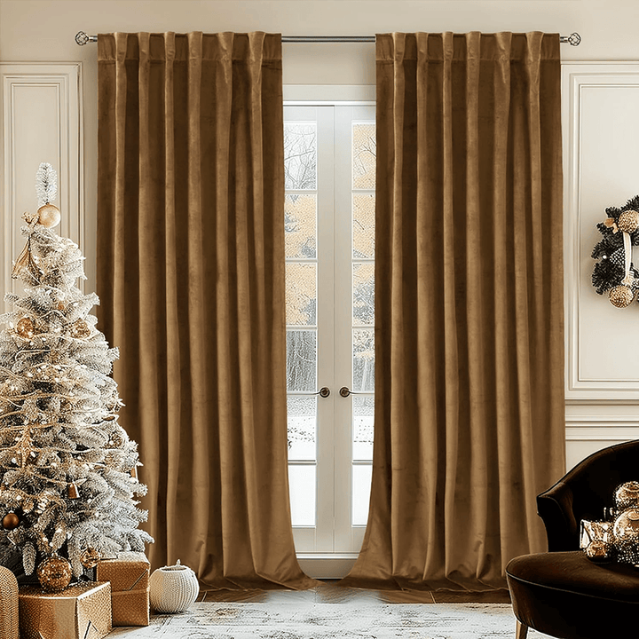 Una Velvet Pleated Curtains - Luxury 100% Blackout Drapery