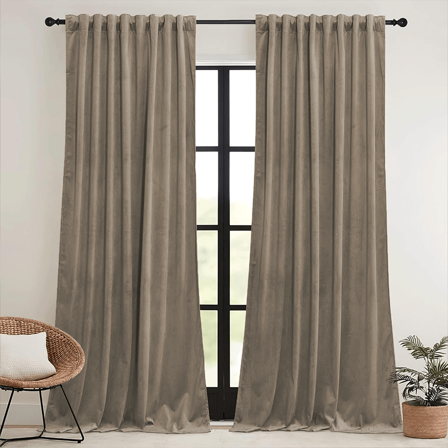 Una Velvet Pleated Curtains - Luxury 100% Blackout Drapery