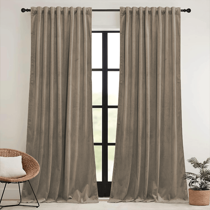 Una Velvet Pleated Curtains - Luxury 100% Blackout Drapery