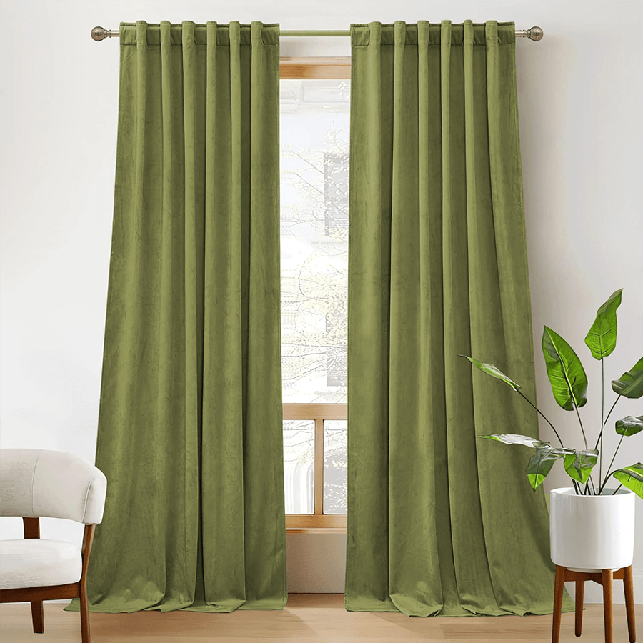 Una Velvet Pleated Curtains - Luxury 100% Blackout Drapery