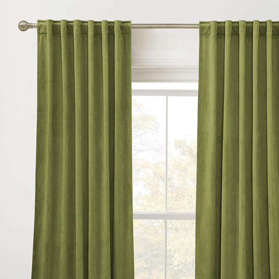 Una Velvet Pleated Curtains - Luxury 100% Blackout Drapery