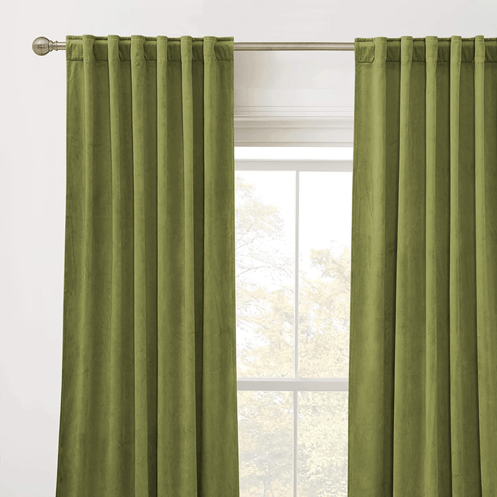 Una Velvet Pleated Curtains - Luxury 100% Blackout Drapery