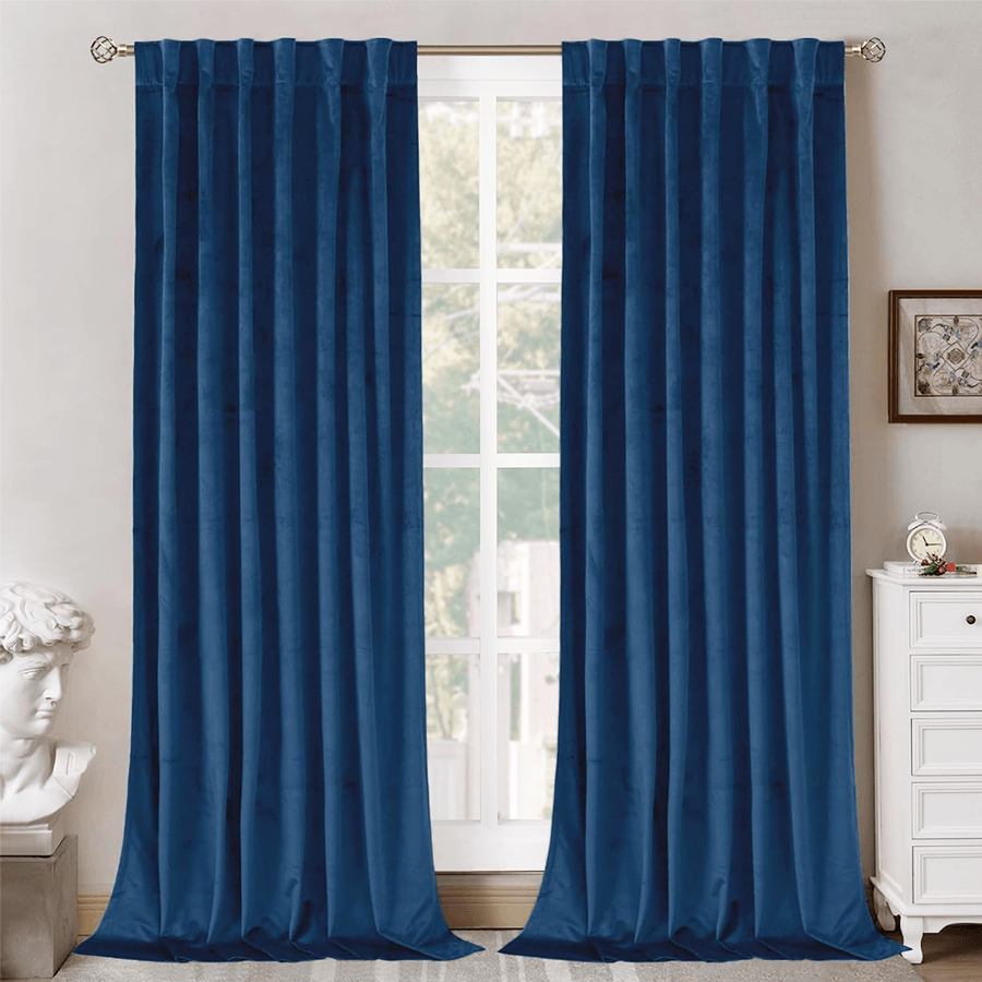 Una Velvet Pleated Curtains - Luxury 100% Blackout Drapery