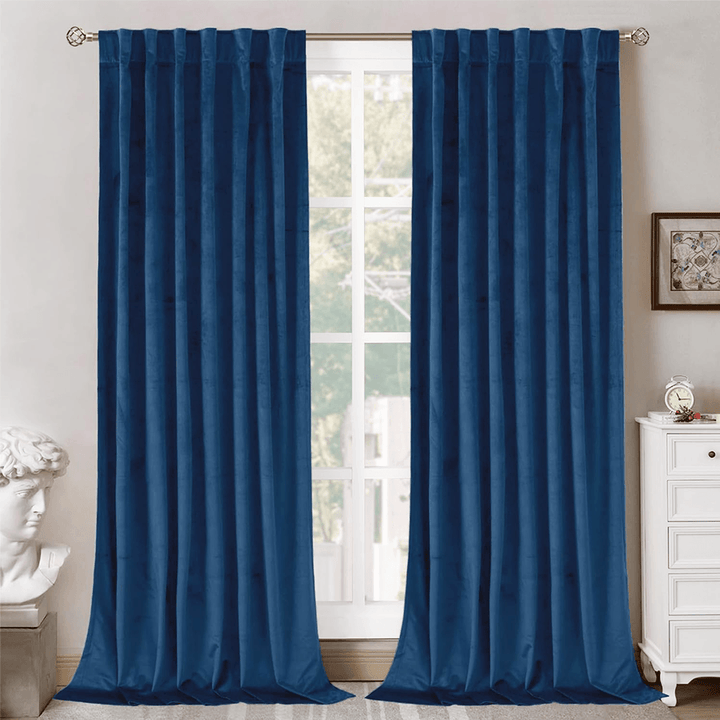 Una Velvet Pleated Curtains - Luxury 100% Blackout Drapery