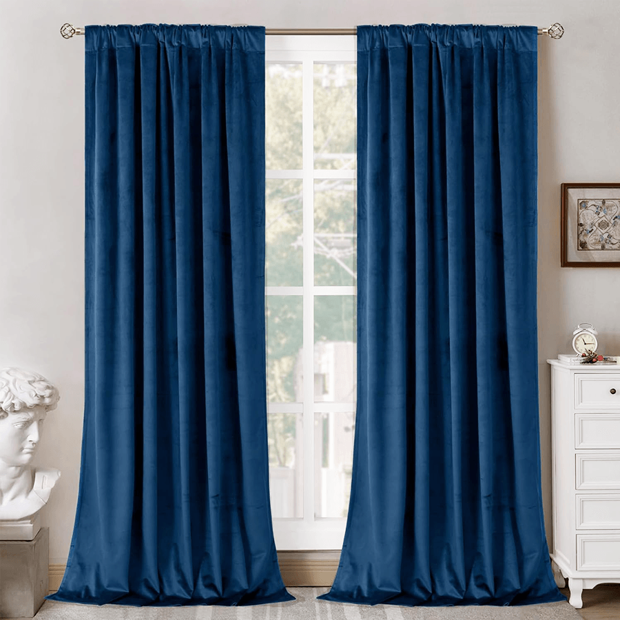 Una Velvet Pleated Curtains - Luxury 100% Blackout Drapery