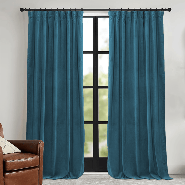 Una Velvet Pleated Curtains - Luxury 100% Blackout Drapery