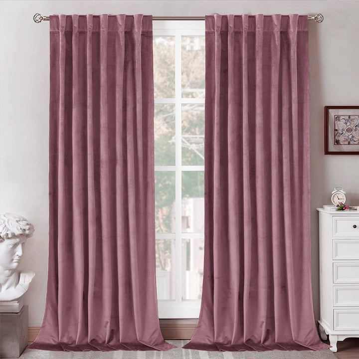 Una Velvet Pleated Curtains - Luxury 100% Blackout Drapery