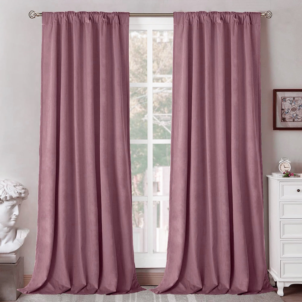 Una Velvet Pleated Curtains - Luxury 100% Blackout Drapery