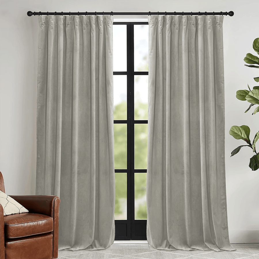 Una Velvet Pleated Curtains - Luxury 100% Blackout Drapery