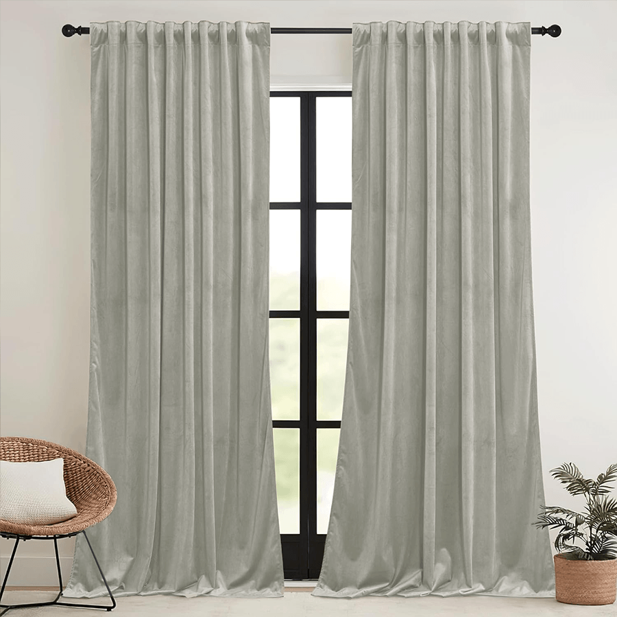 Una Velvet Pleated Curtains - Luxury 100% Blackout Drapery