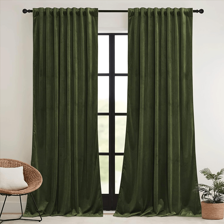 Una Velvet Pleated Curtains - Luxury 100% Blackout Drapery