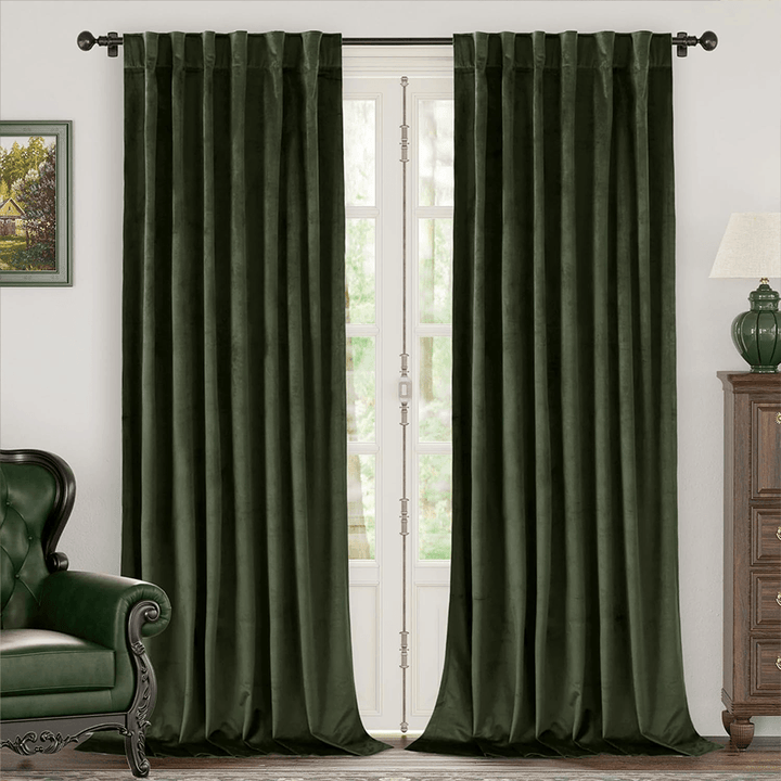Una Velvet Pleated Curtains - Luxury 100% Blackout Drapery