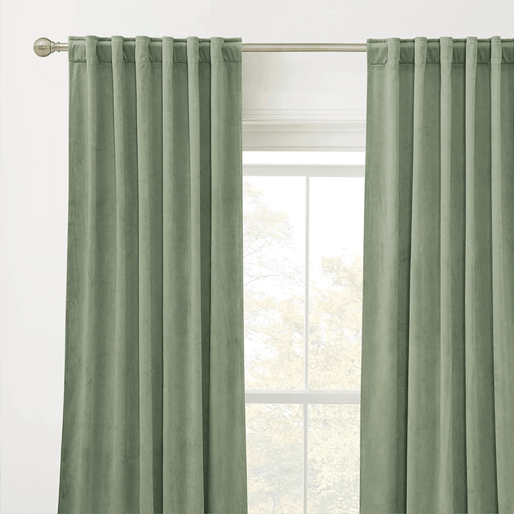 Una Velvet Pleated Curtains - Luxury 100% Blackout Drapery