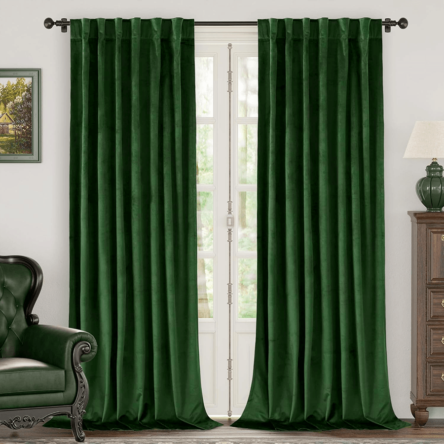 Una Velvet Pleated Curtains - Luxury 100% Blackout Drapery