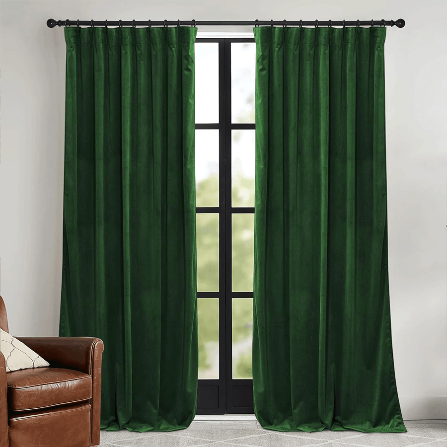 Una Velvet Pleated Curtains - Luxury 100% Blackout Drapery
