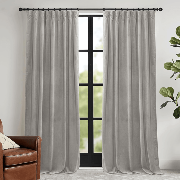 Una Velvet Pleated Curtains - Luxury 100% Blackout Drapery