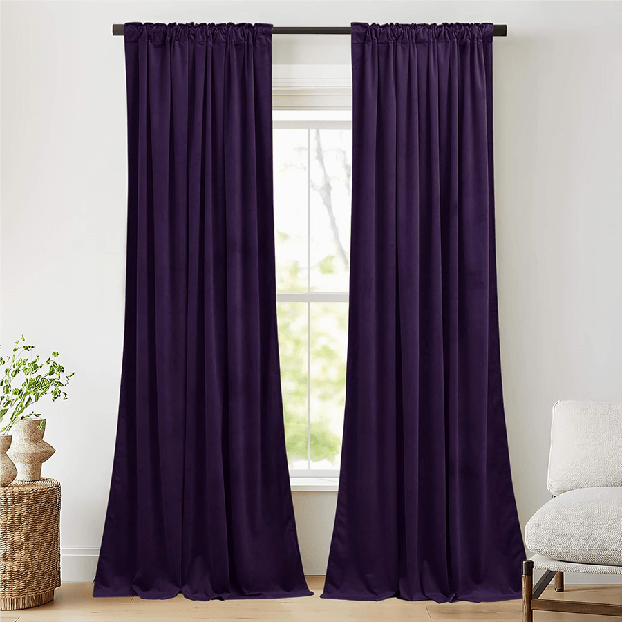 Una Velvet Pleated Curtains - Luxury 100% Blackout Drapery