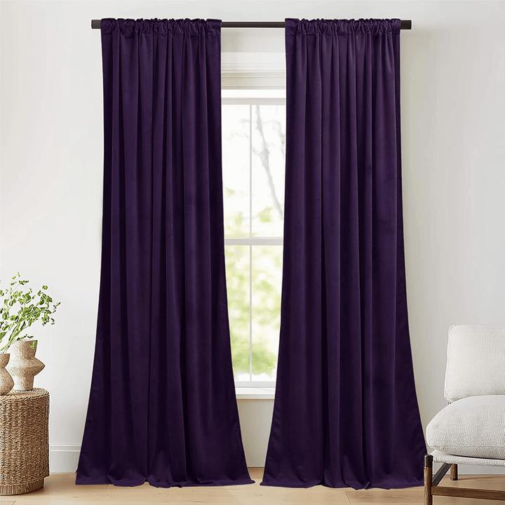 Una Velvet Pleated Curtains - Luxury 100% Blackout Drapery