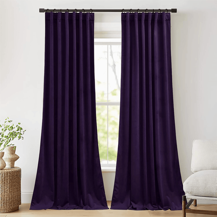 Una Velvet Pleated Curtains - Luxury 100% Blackout Drapery