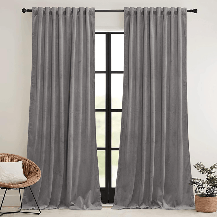 Una Velvet Pleated Curtains - Luxury 100% Blackout Drapery