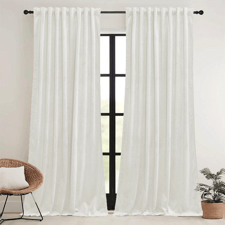 Una Velvet Pleated Curtains - Luxury 100% Blackout Drapery