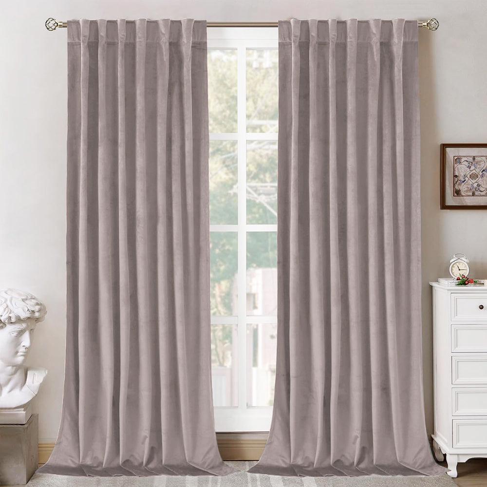Una Velvet Pleated Curtains - Luxury 100% Blackout Drapery