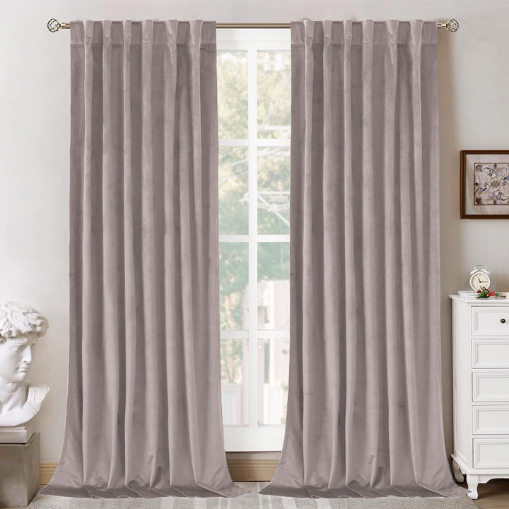 Una Velvet Pleated Curtains - Luxury 100% Blackout Drapery