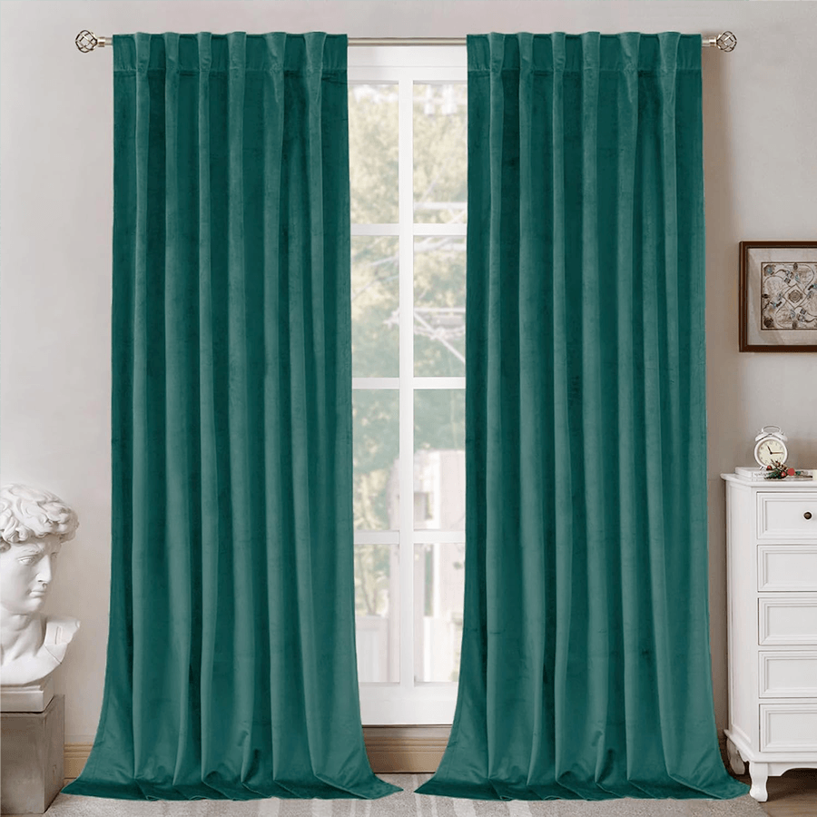 Una Velvet Pleated Curtains - Luxury 100% Blackout Drapery