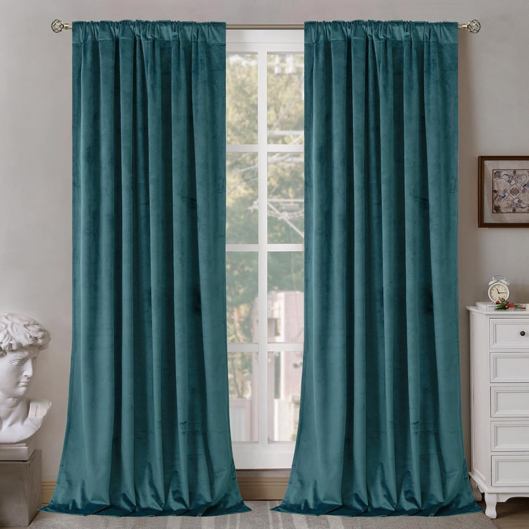 Una Velvet Pleated Curtains - Luxury 100% Blackout Drapery