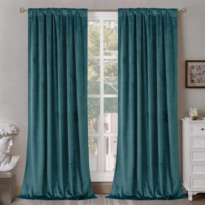 Una Velvet Pleated Curtains - Luxury 100% Blackout Drapery