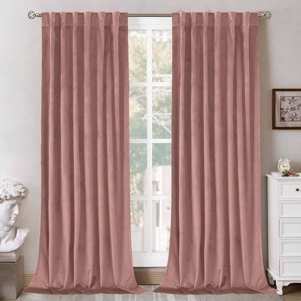 Una Velvet Pleated Curtains - Luxury 100% Blackout Drapery