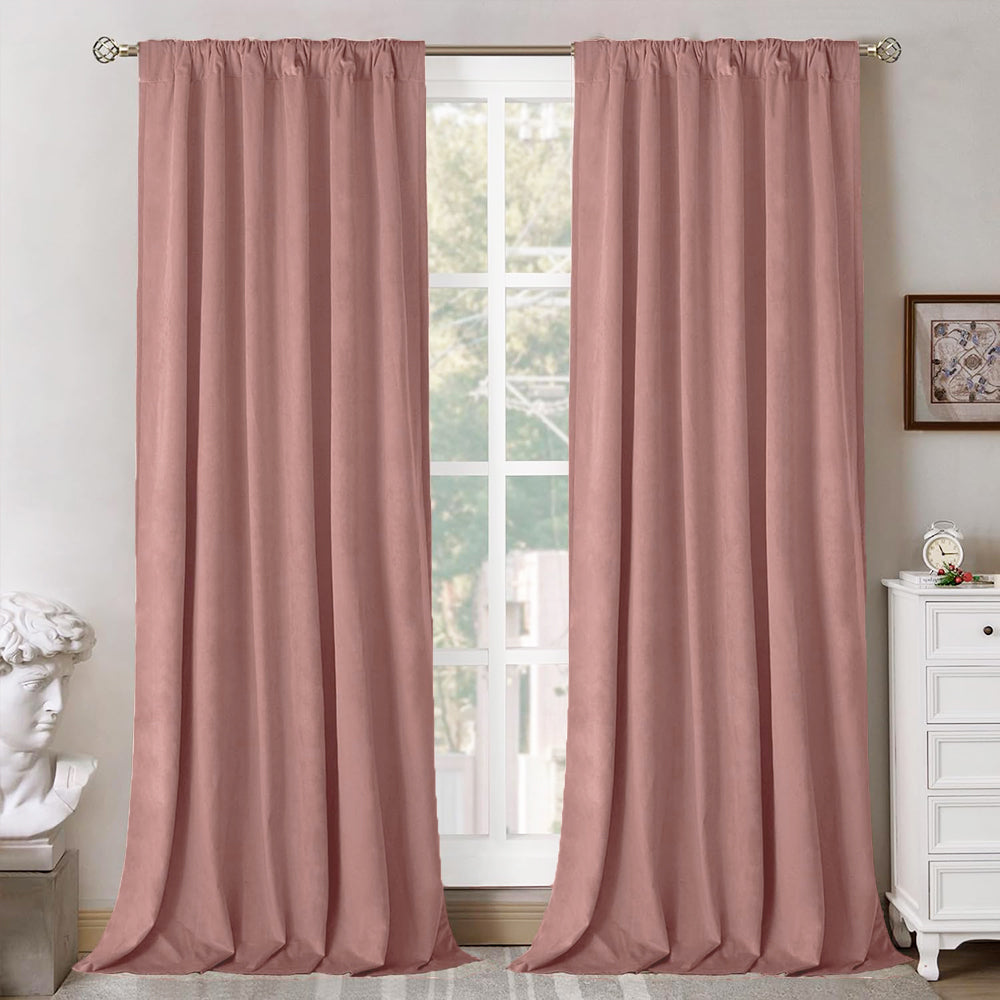 Una Velvet Pleated Curtains - Luxury 100% Blackout Drapery