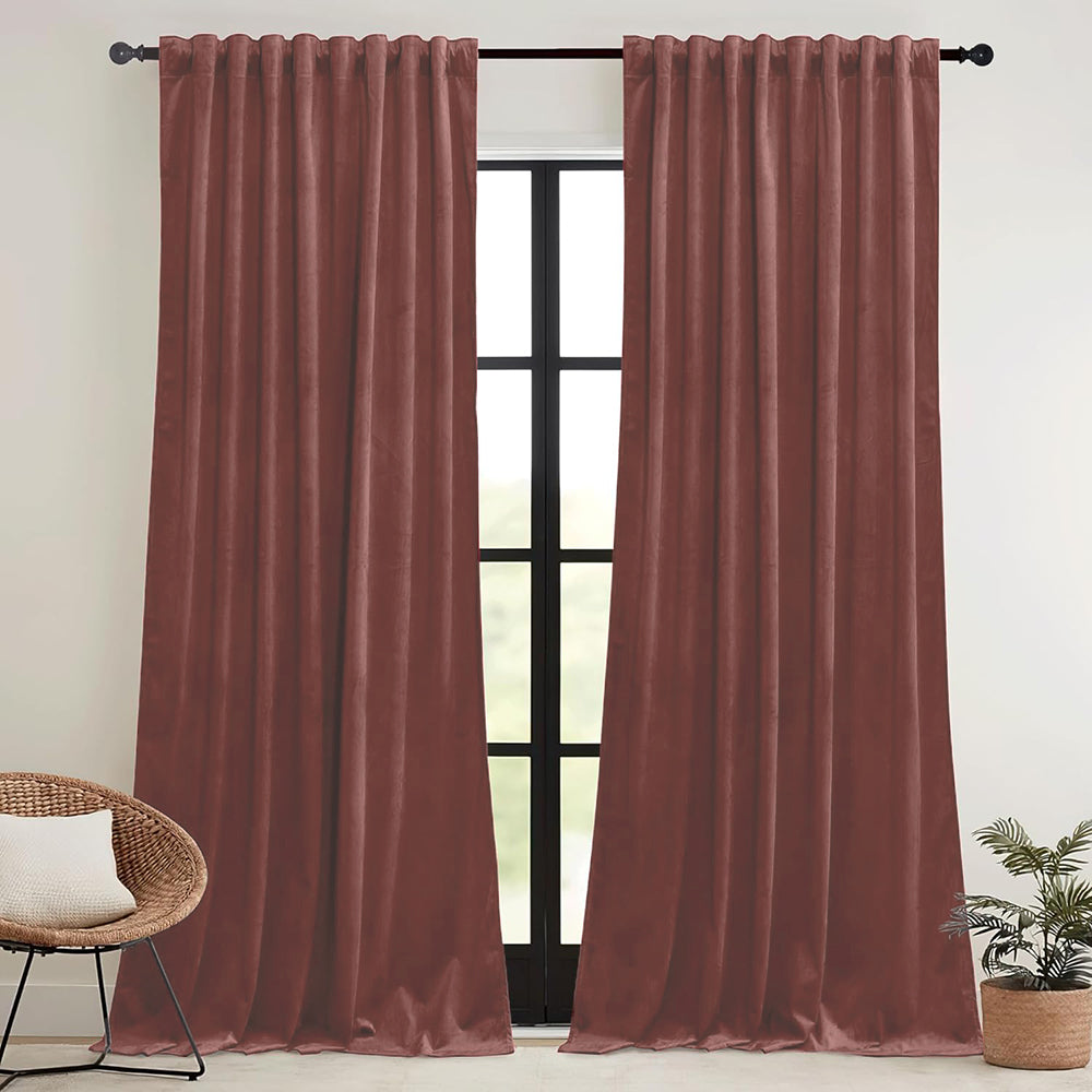 Una Velvet Pleated Curtains - Luxury 100% Blackout Drapery