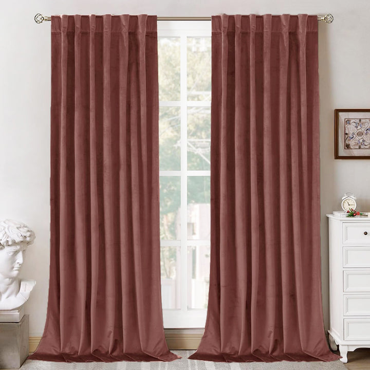Una Velvet Pleated Curtains - Luxury 100% Blackout Drapery