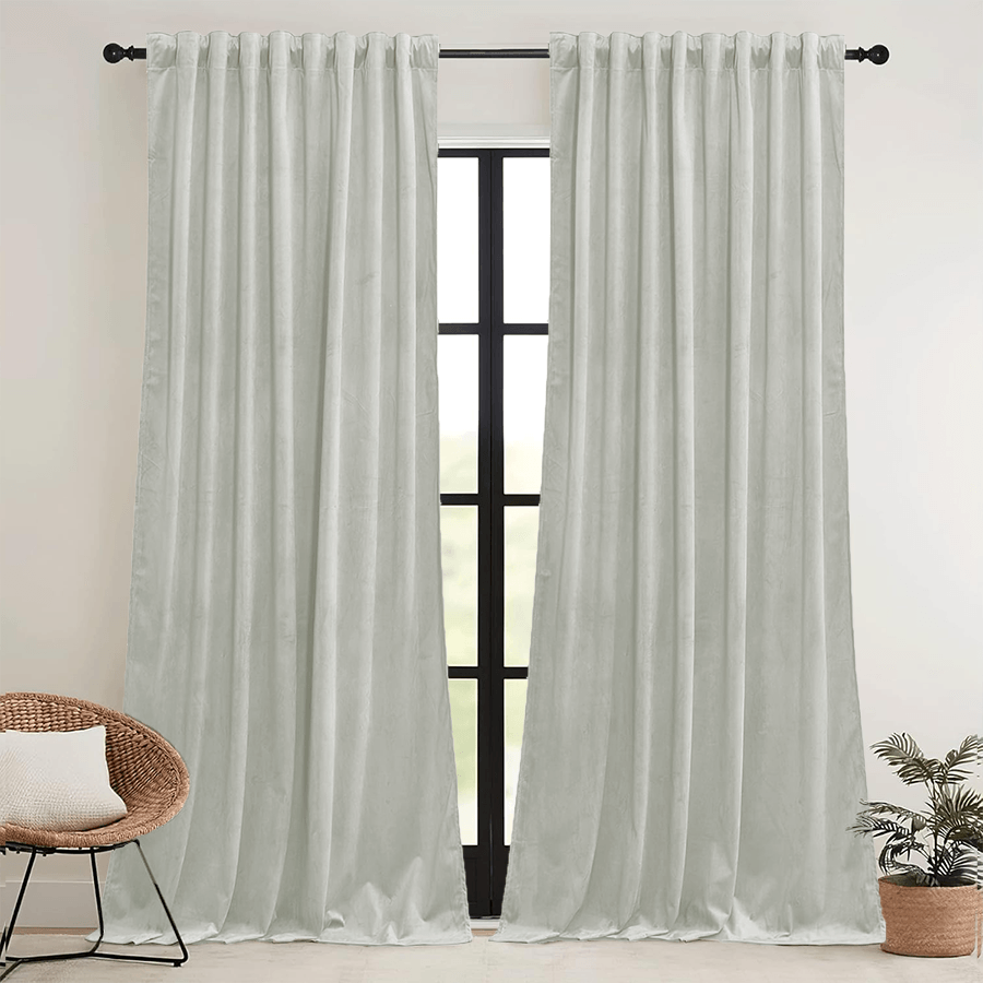 Una Velvet Pleated Curtains - Luxury 100% Blackout Drapery