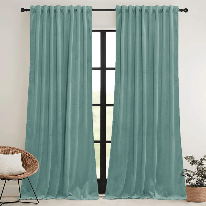 Una Velvet Pleated Curtains - Luxury 100% Blackout Drapery