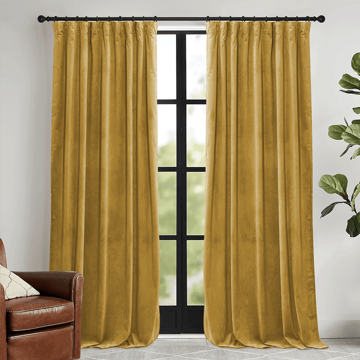 Una Velvet Pleated Curtains - Luxury 100% Blackout Drapery