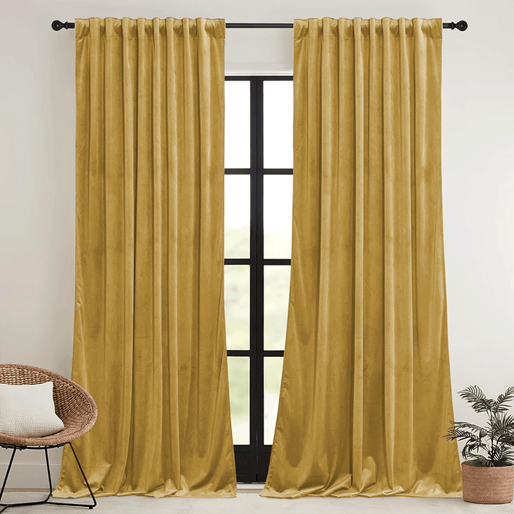 Una Velvet Pleated Curtains - Luxury 100% Blackout Drapery