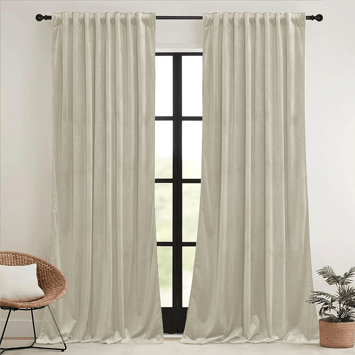 Una Velvet Pleated Curtains - Luxury 100% Blackout Drapery