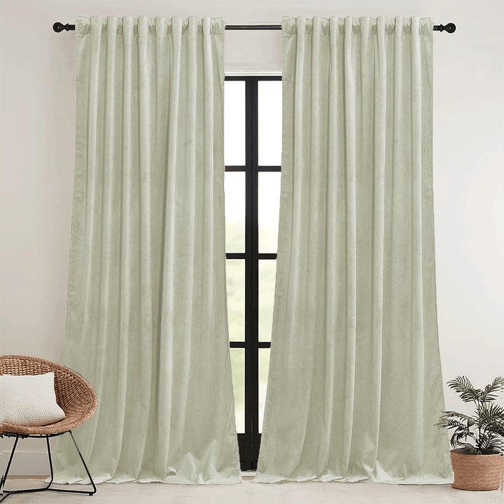 Una Velvet Pleated Curtains - Luxury 100% Blackout Drapery