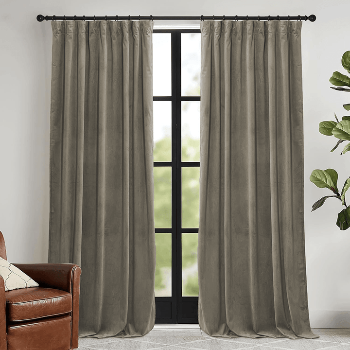 Una Velvet Pleated Curtains - Luxury 100% Blackout Drapery