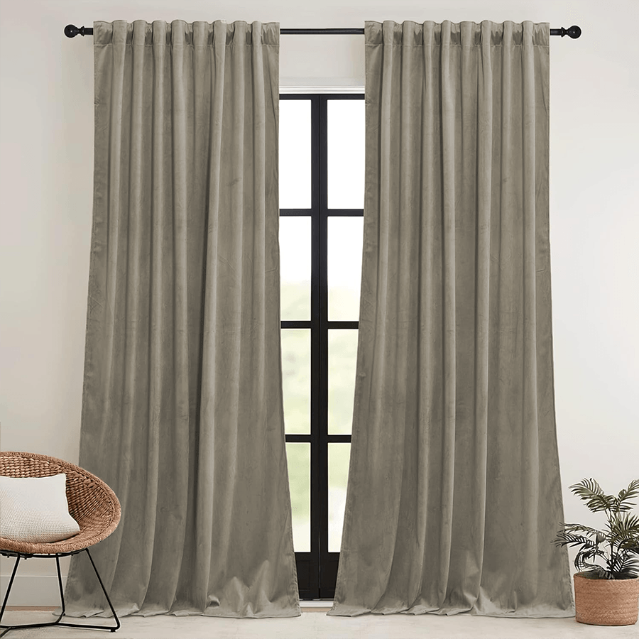 Una Velvet Pleated Curtains - Luxury 100% Blackout Drapery