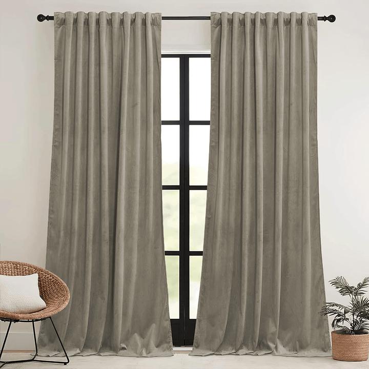 Una Velvet Pleated Curtains - Luxury 100% Blackout Drapery