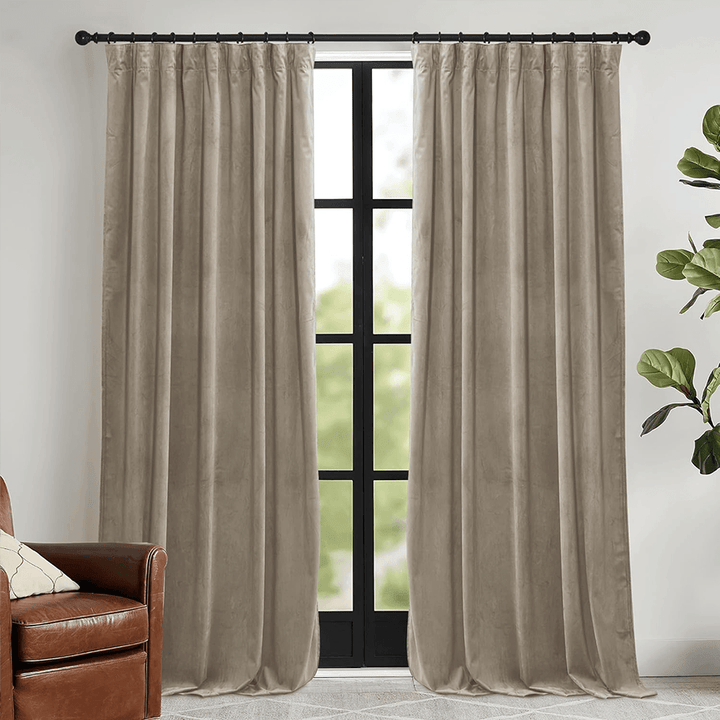 Una Velvet Pleated Curtains - Luxury 100% Blackout Drapery