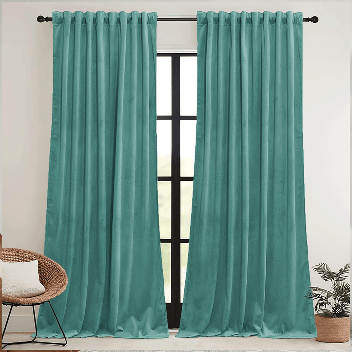 Una Velvet Pleated Curtains - Luxury 100% Blackout Drapery