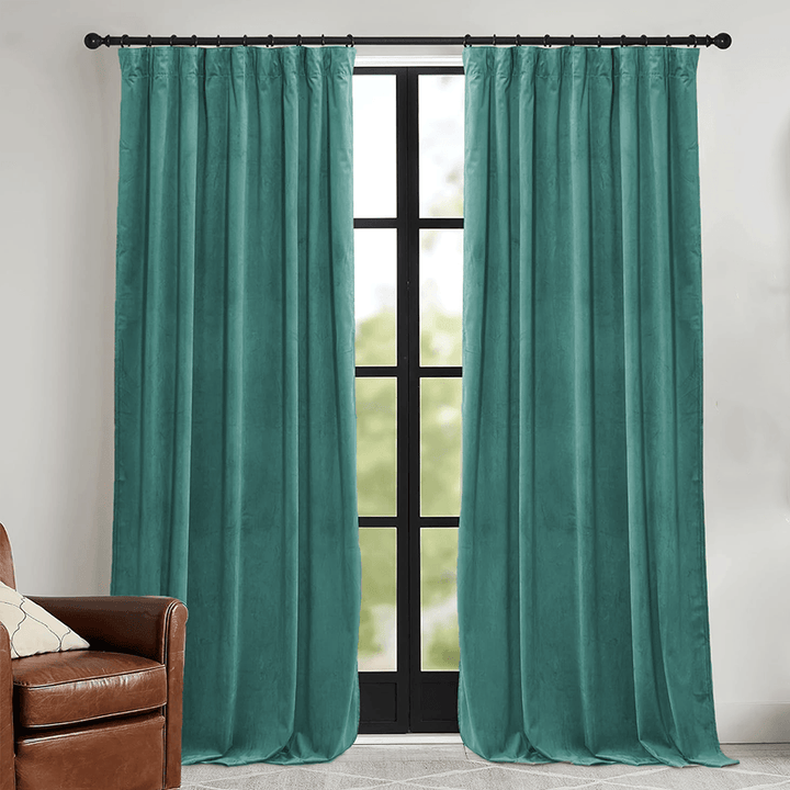 Una Velvet Pleated Curtains - Luxury 100% Blackout Drapery