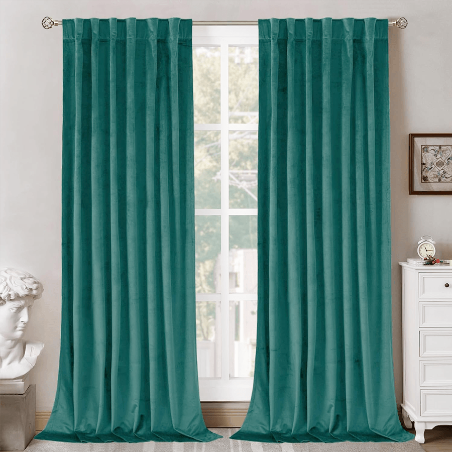 Una Velvet Pleated Curtains - Luxury 100% Blackout Drapery